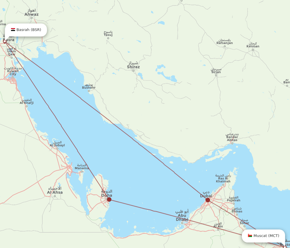 MCT-BSR flight routes