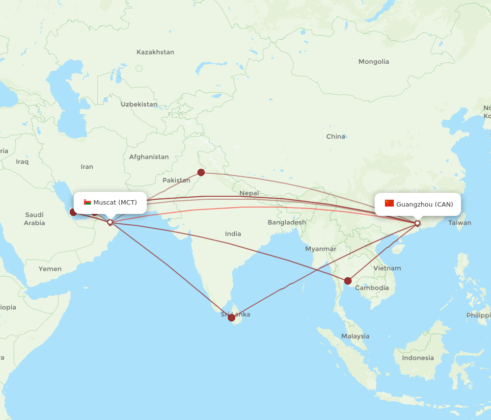MCT-CAN flight routes