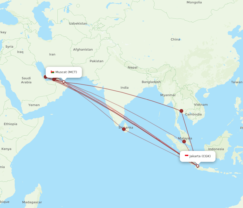 MCT-CGK flight routes
