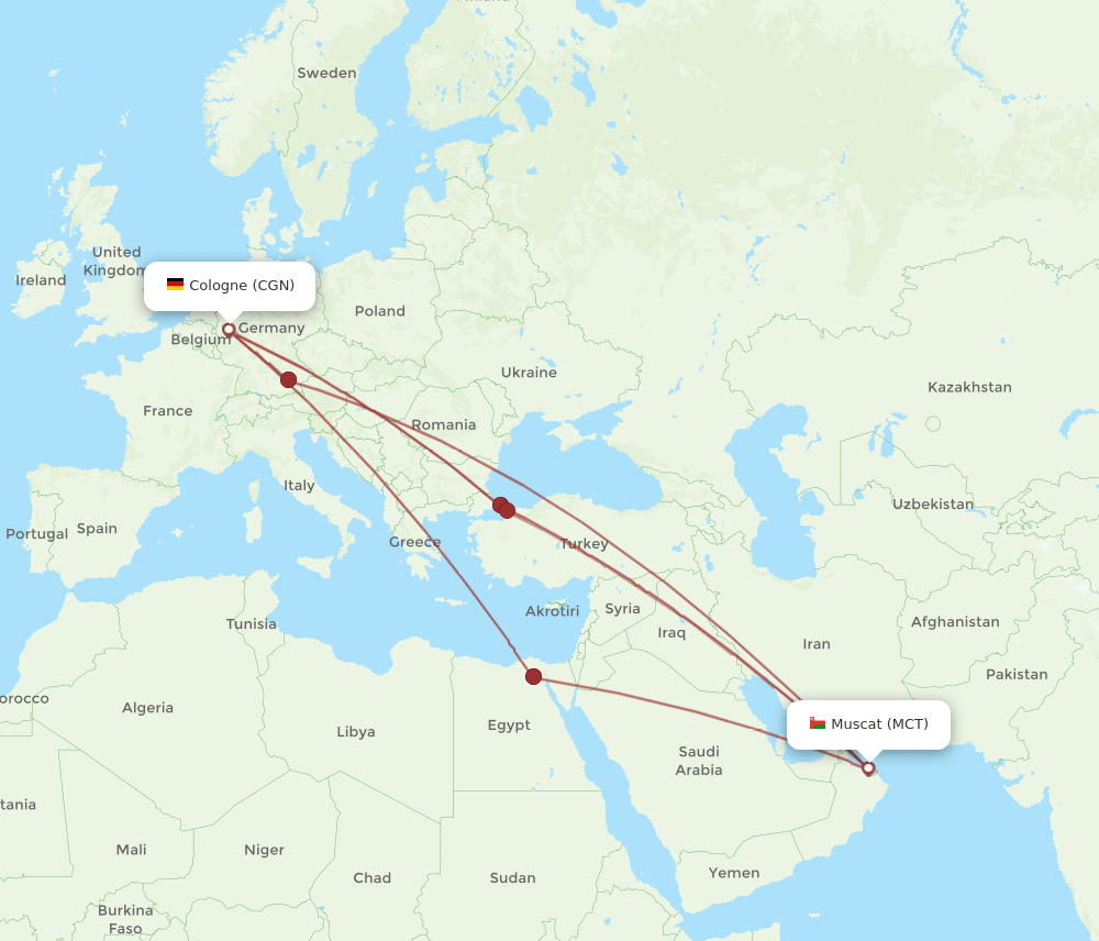 MCT-CGN flight routes