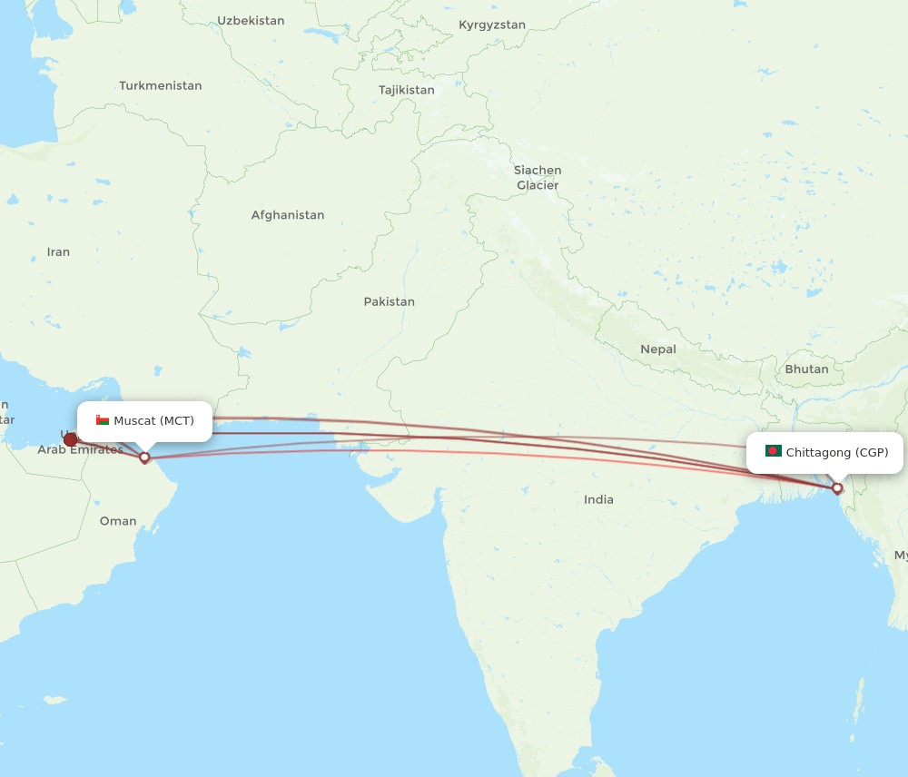 MCT-CGP flight routes
