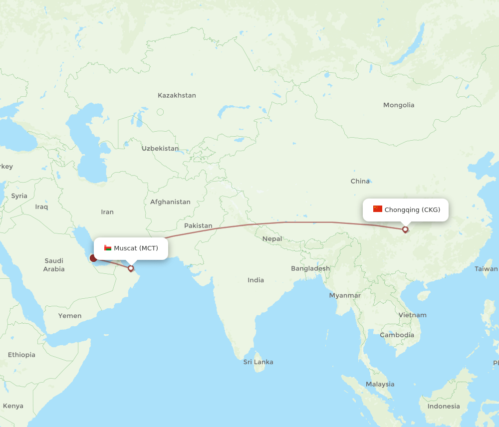 MCT-CKG flight routes