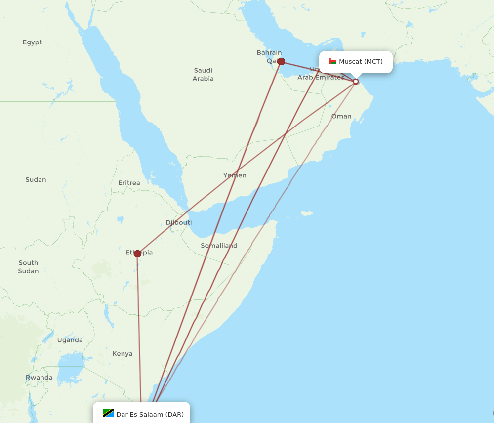 MCT-DAR flight routes