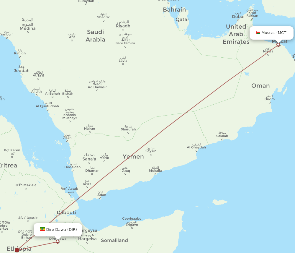 MCT-DIR flight routes