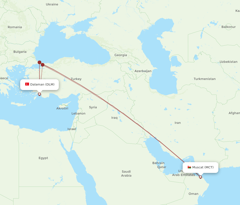MCT-DLM flight routes