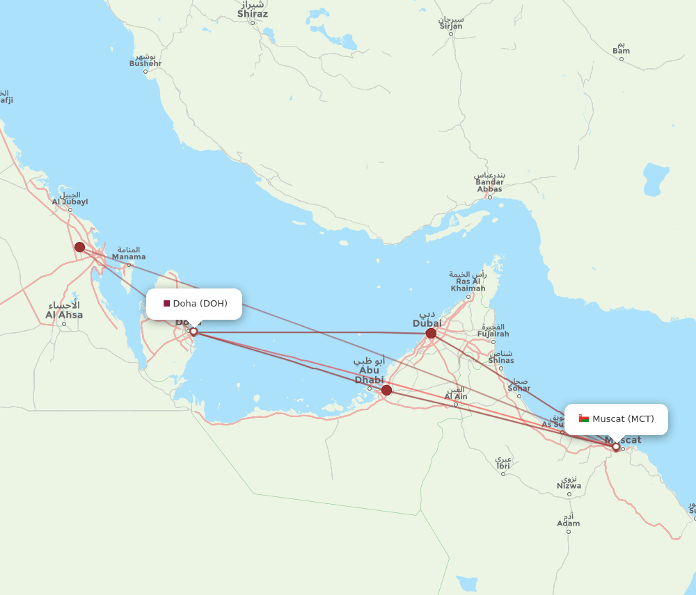 MCT-DOH flight routes