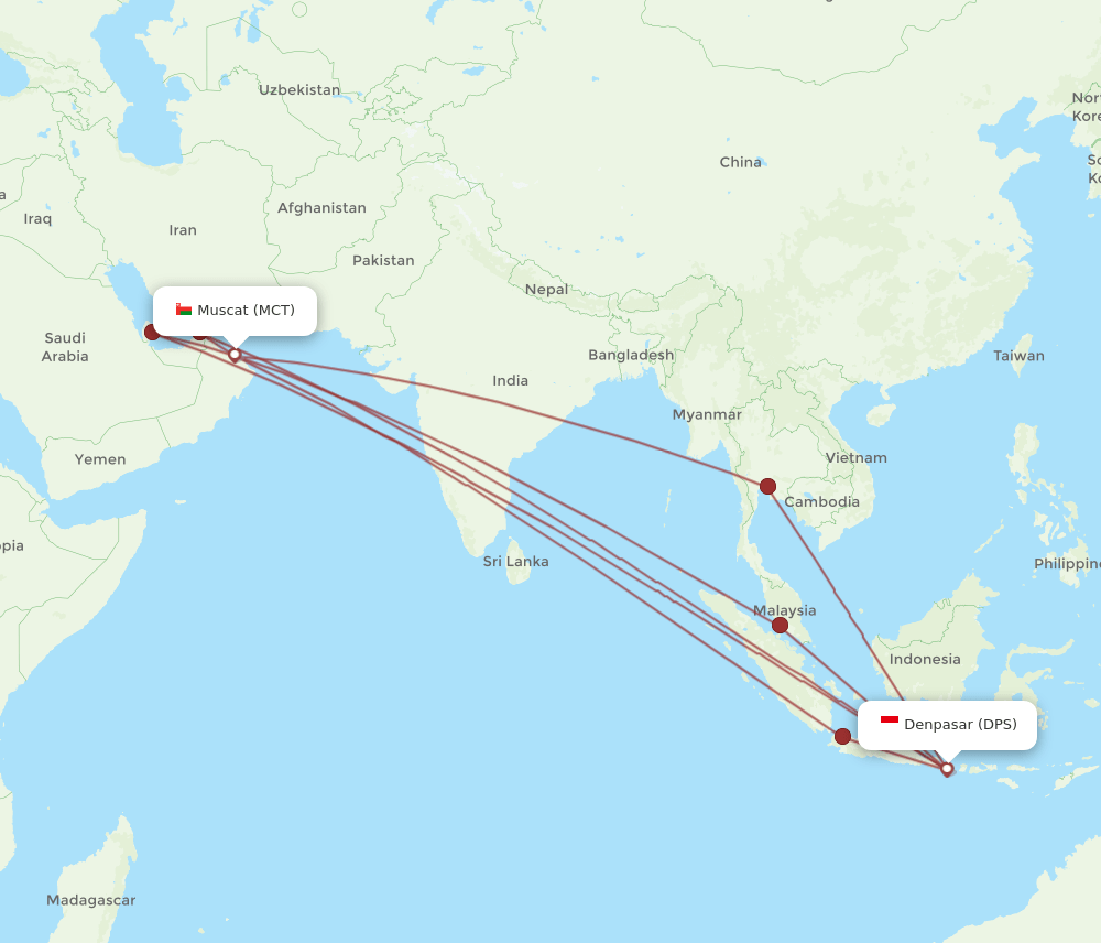 MCT-DPS flight routes