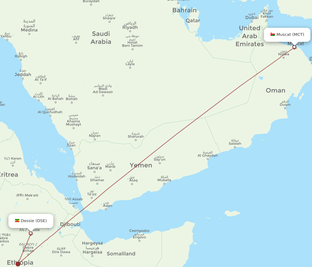 MCT-DSE flight routes