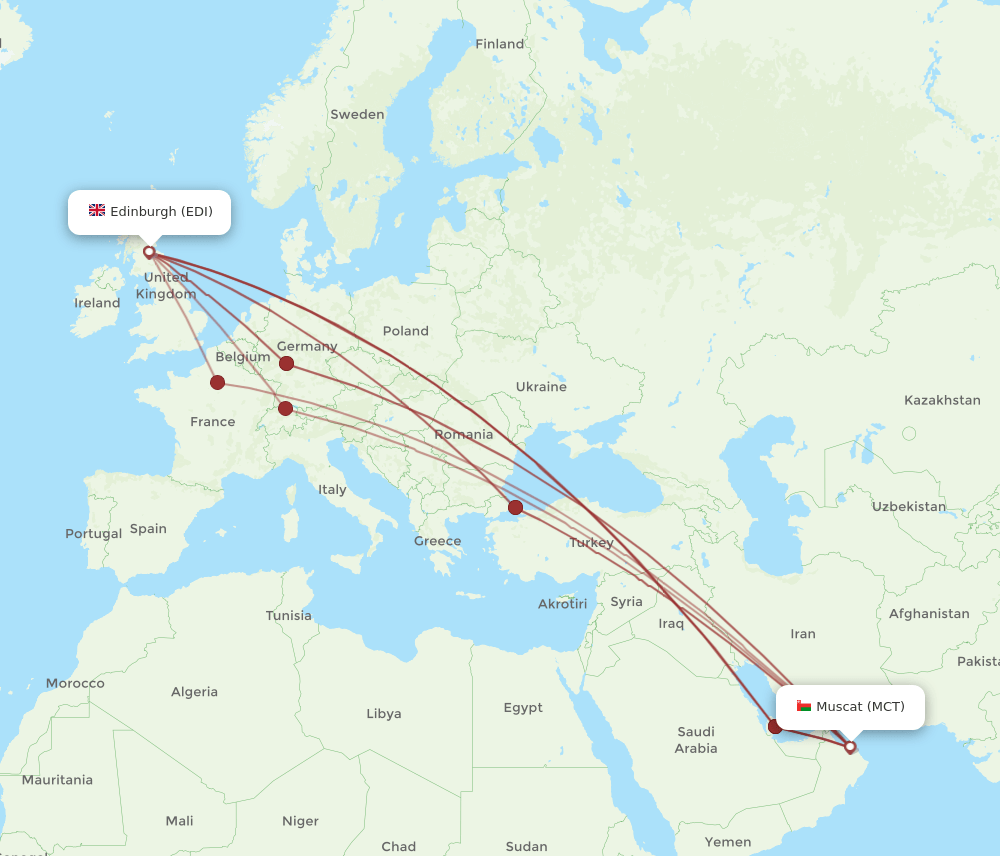 MCT-EDI flight routes