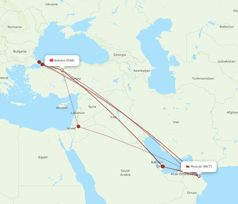 MCT-ESB flight routes