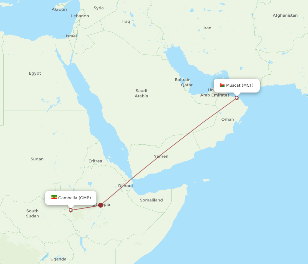 MCT-GMB flight routes