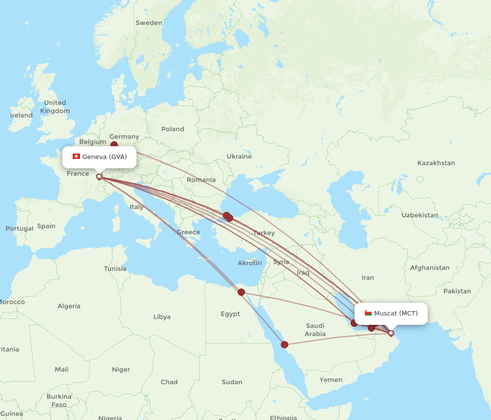 MCT-GVA flight routes