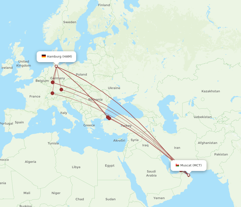 MCT-HAM flight routes