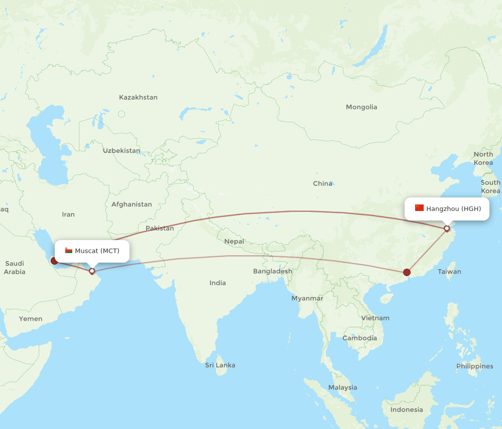 MCT-HGH flight routes