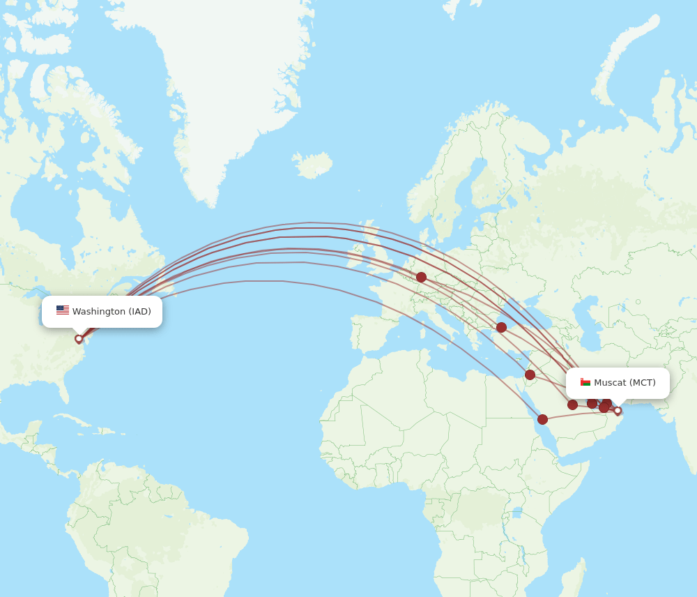 MCT-IAD flight routes