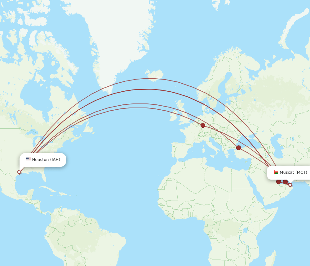 MCT-IAH flight routes