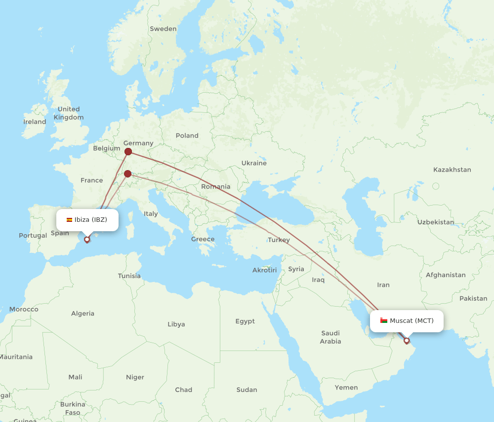 MCT-IBZ flight routes