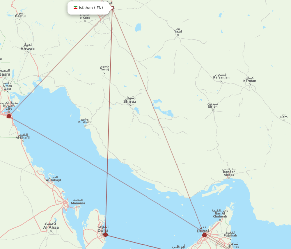 MCT to IFN flights and routes map