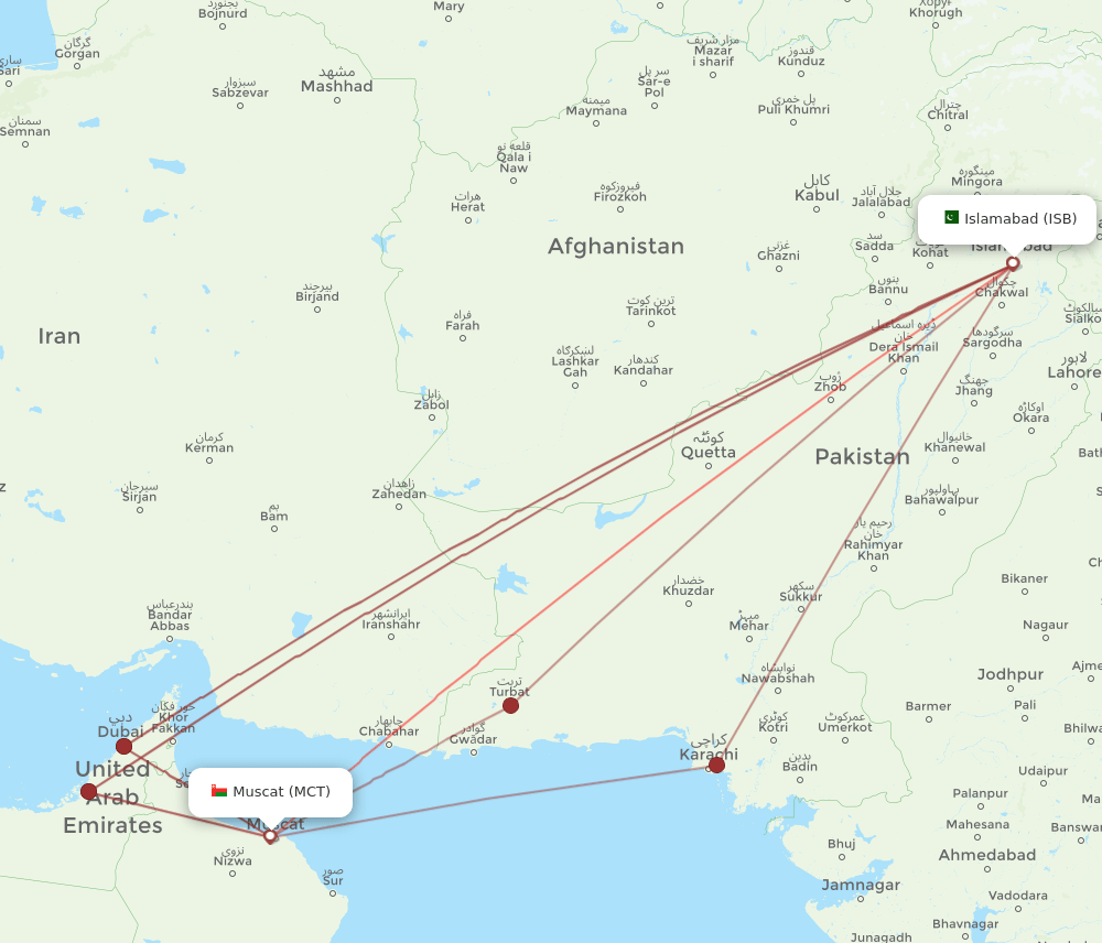 MCT-ISB flight routes