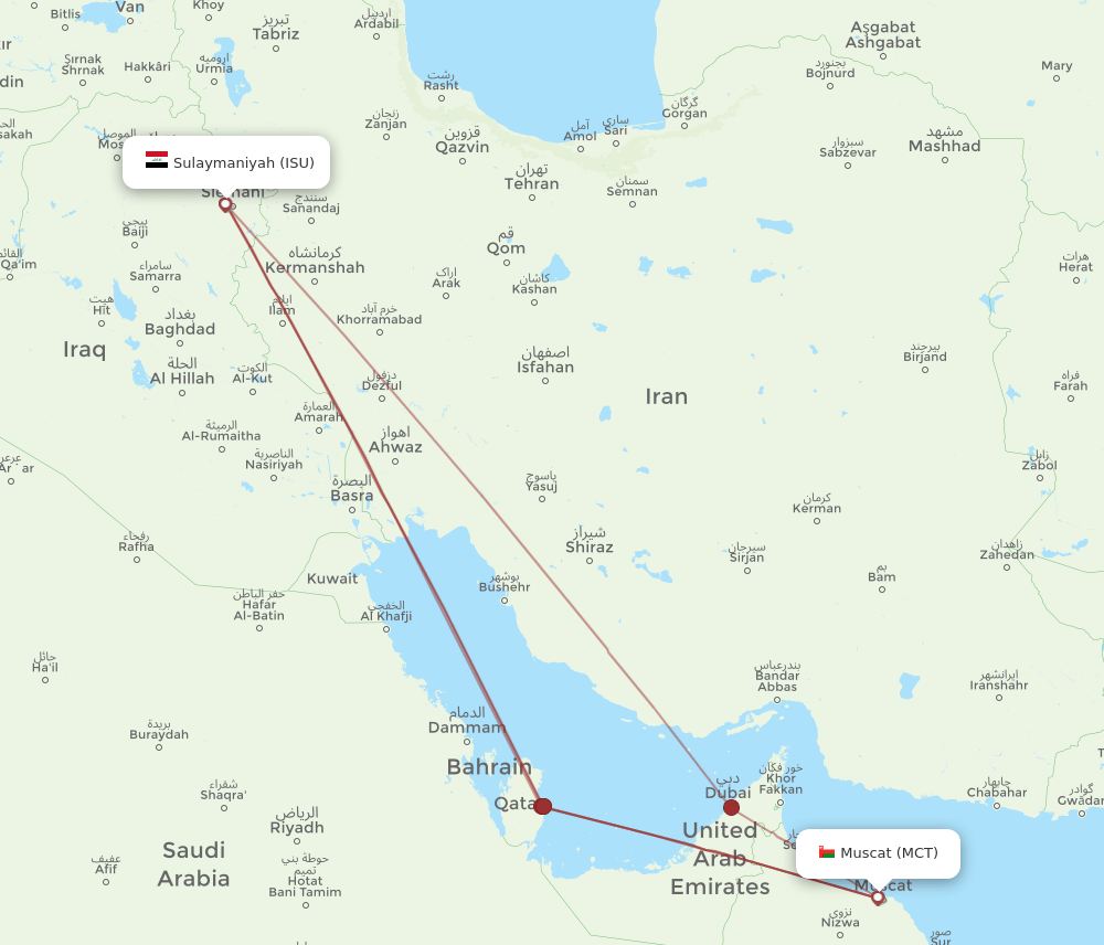 MCT-ISU flight routes