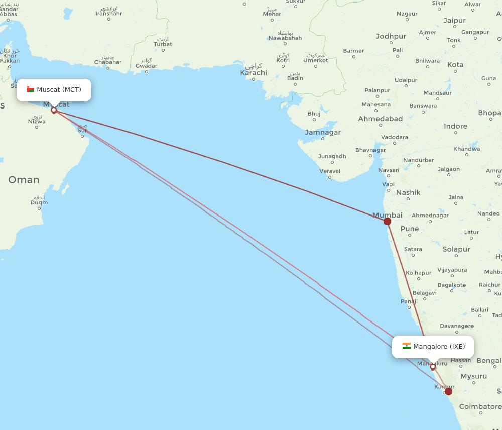 MCT-IXE flight routes