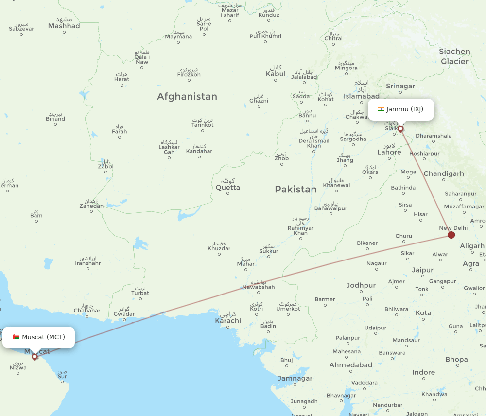 MCT-IXJ flight routes