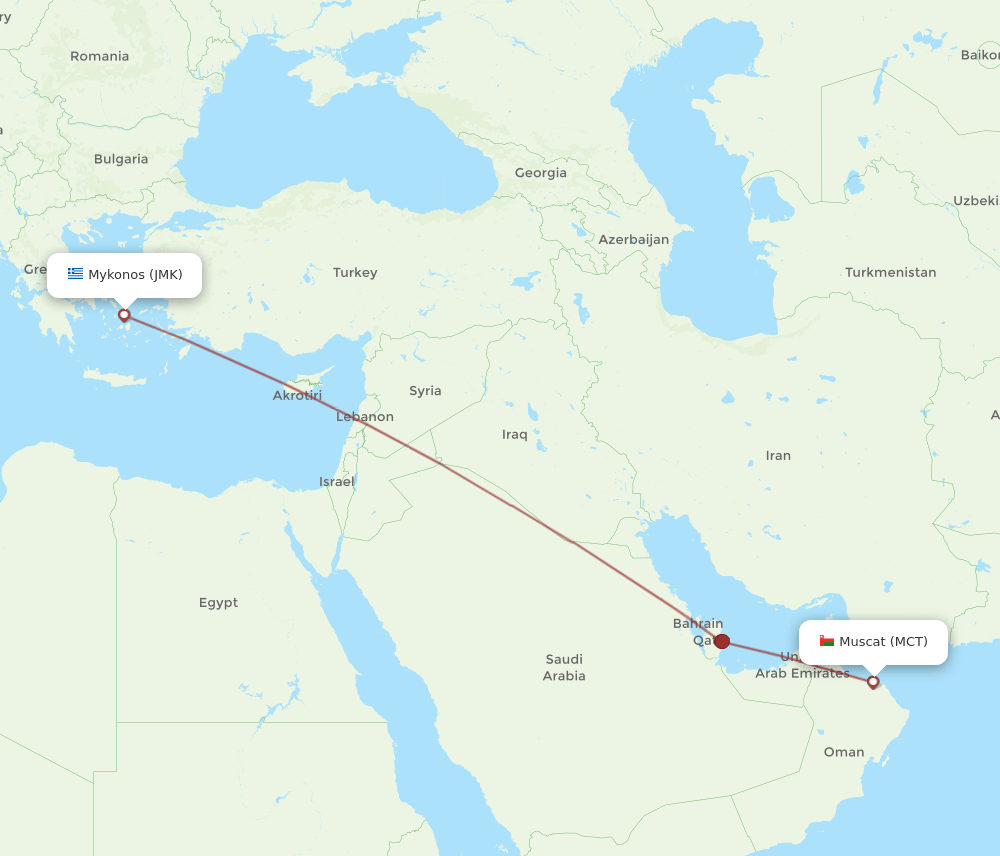 MCT-JMK flight routes