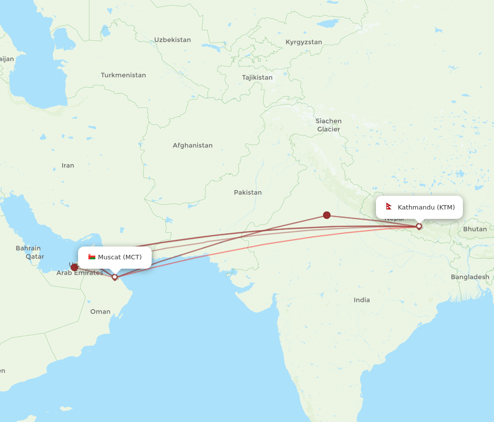 MCT-KTM flight routes