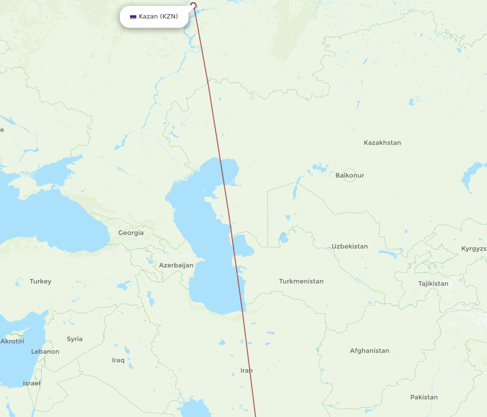 MCT to KZN flights and routes map