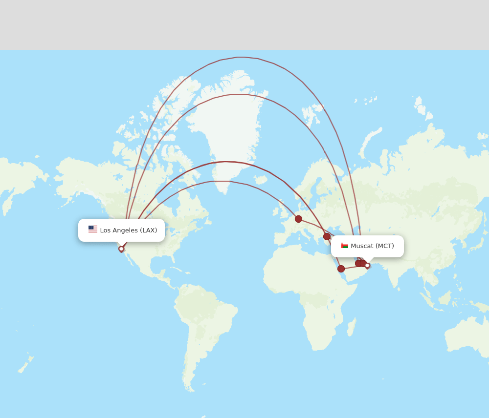 MCT-LAX flight routes