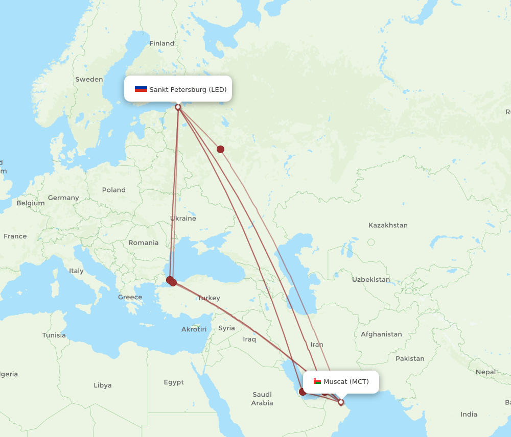 MCT-LED flight routes