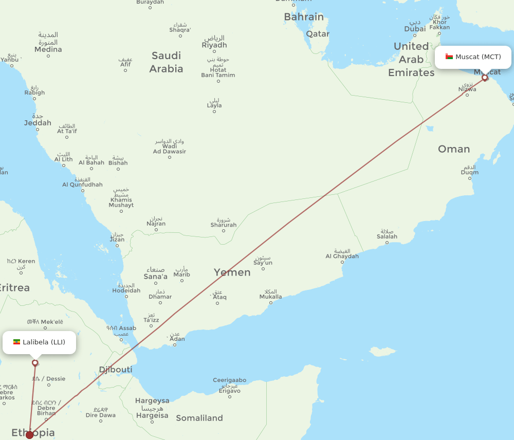 MCT-LLI flight routes