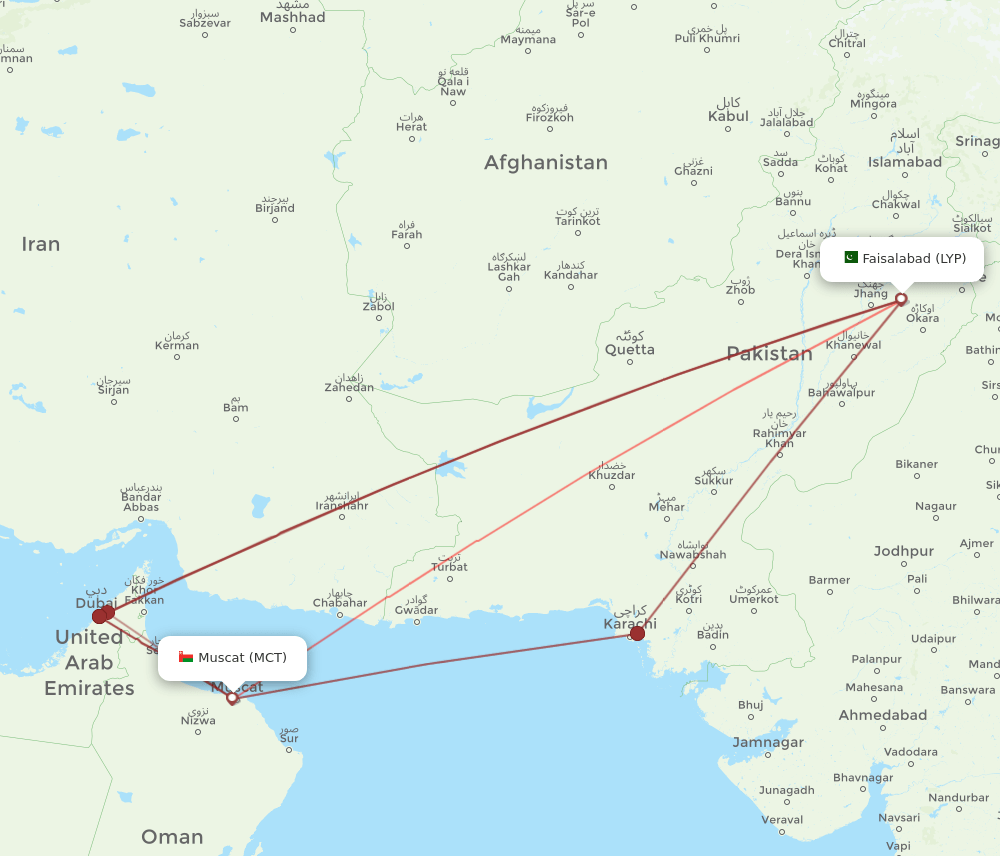 MCT-LYP flight routes