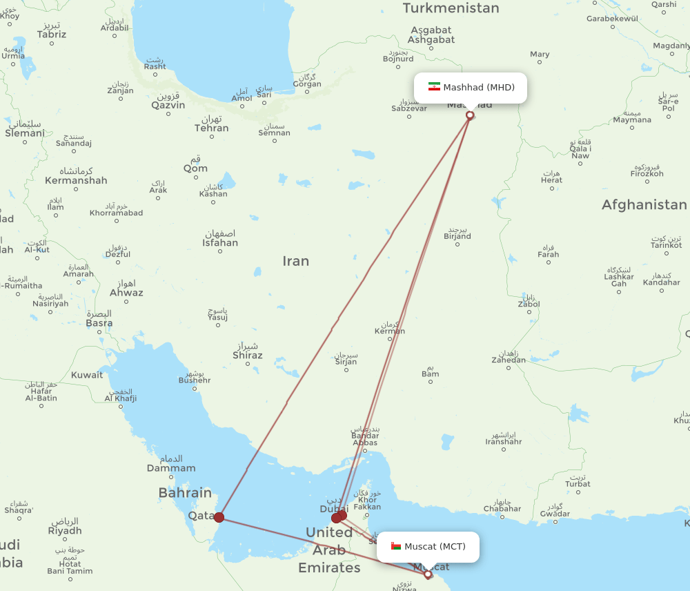 MCT to MHD flights and routes map