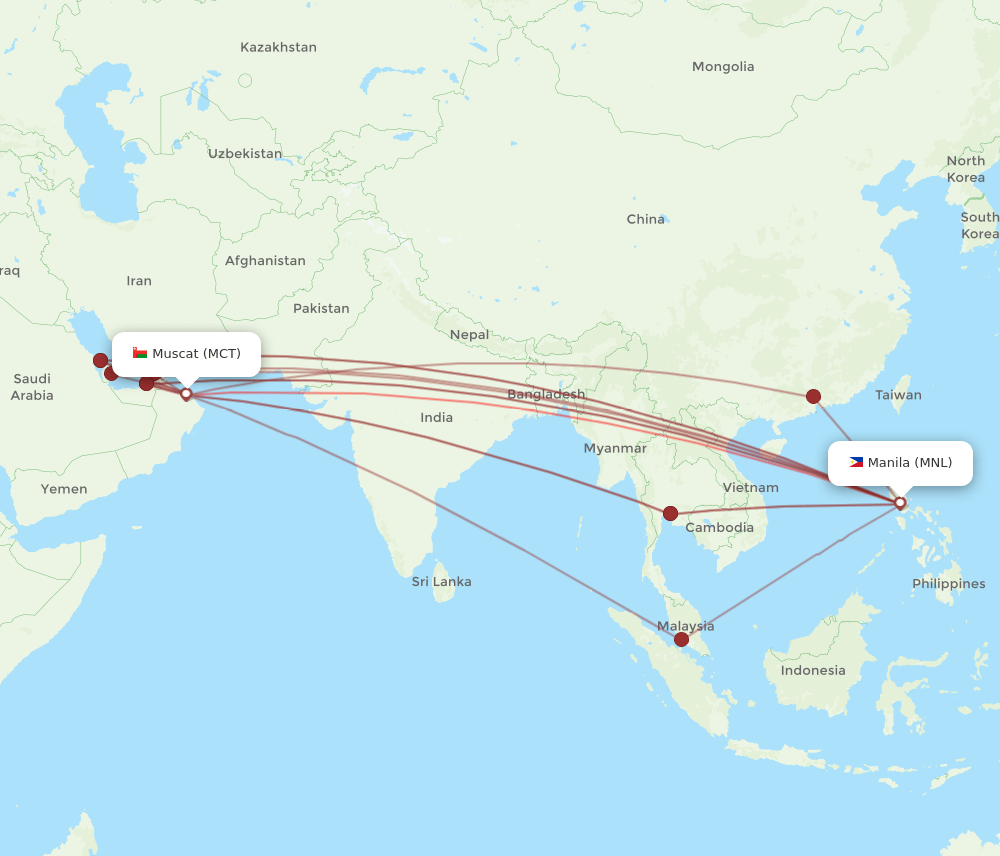 MCT-MNL flight routes