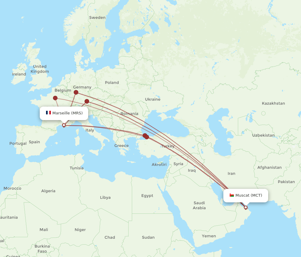 MCT-MRS flight routes