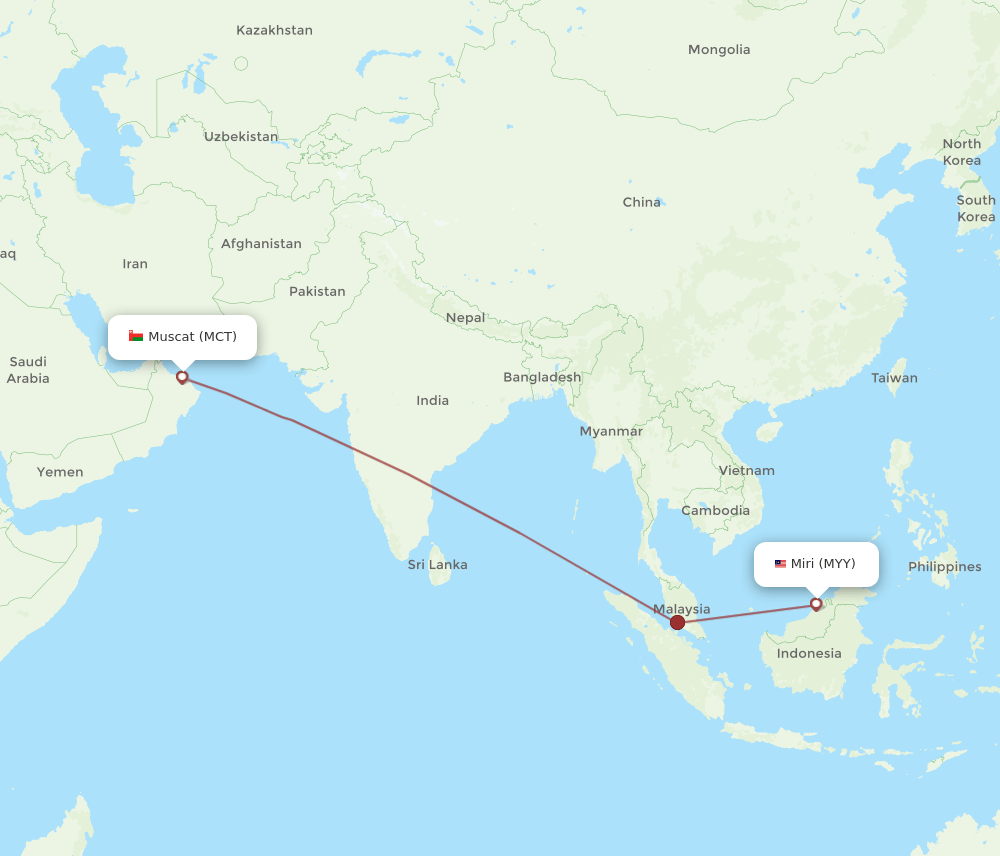 MCT-MYY flight routes