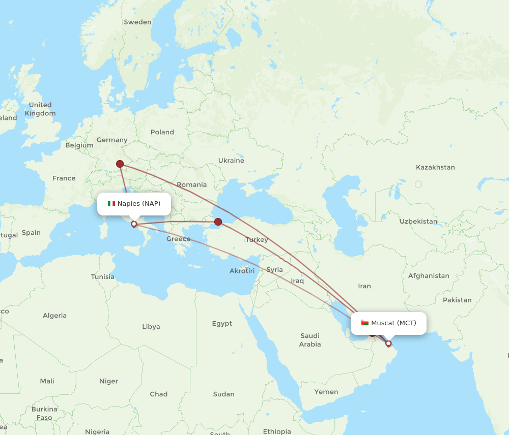 MCT-NAP flight routes
