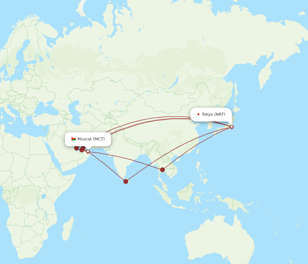 MCT-NRT flight routes