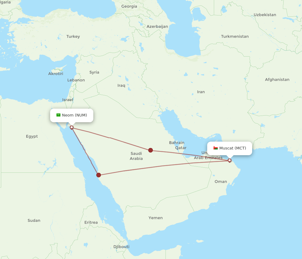 MCT-NUM flight routes