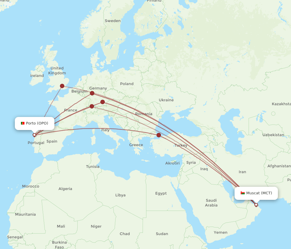 MCT-OPO flight routes