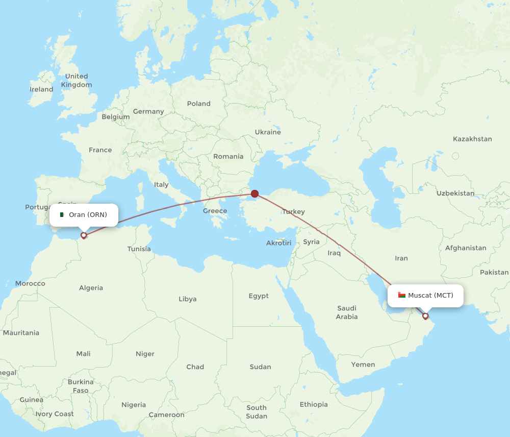 MCT-ORN flight routes