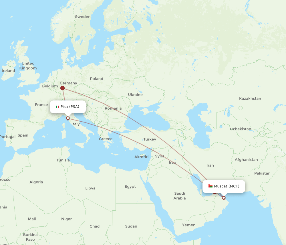 MCT-PSA flight routes
