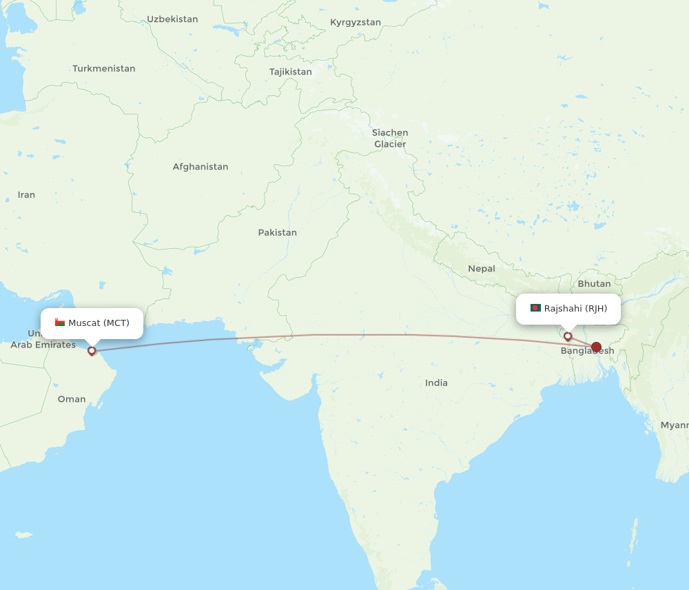 MCT-RJH flight routes