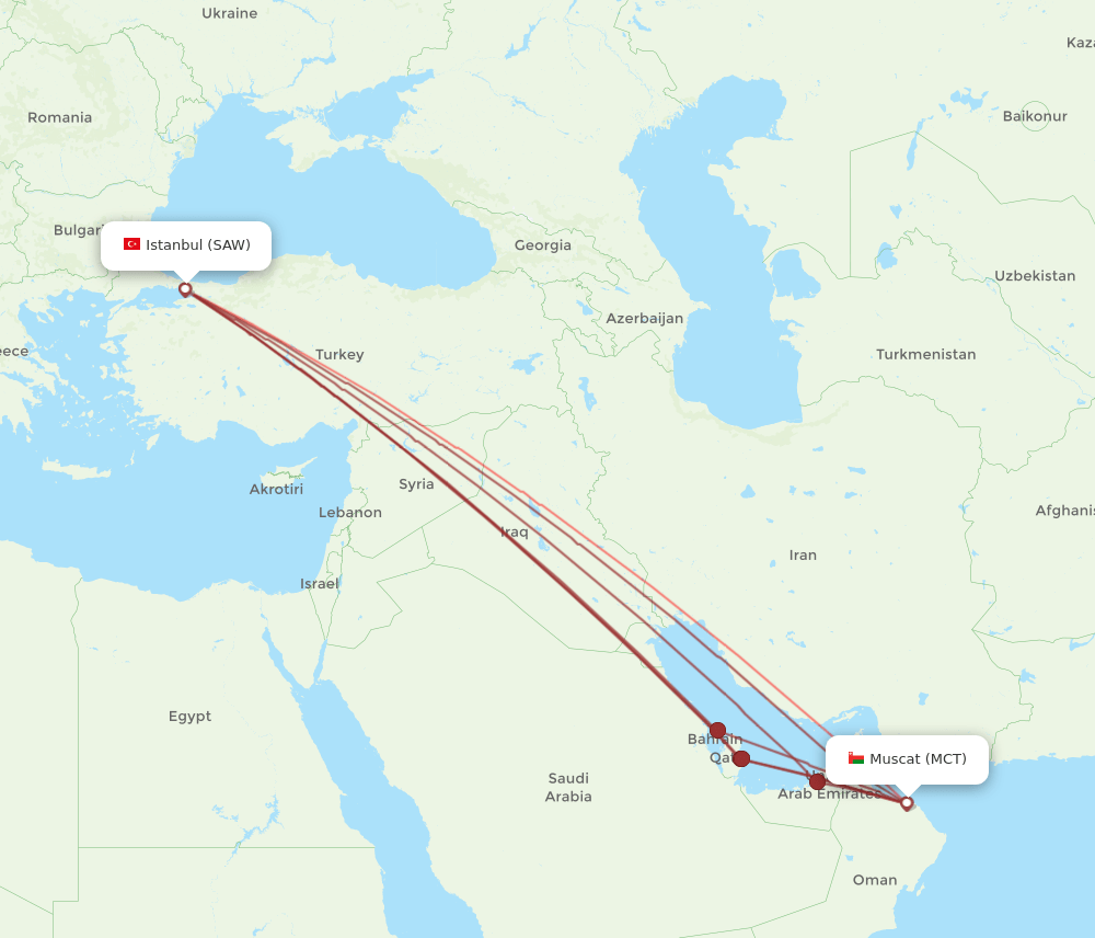 MCT-SAW flight routes