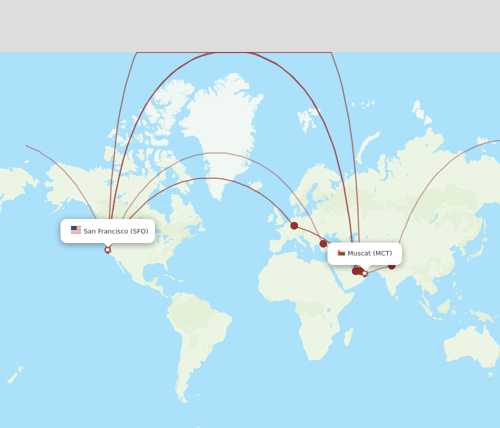 MCT-SFO flight routes