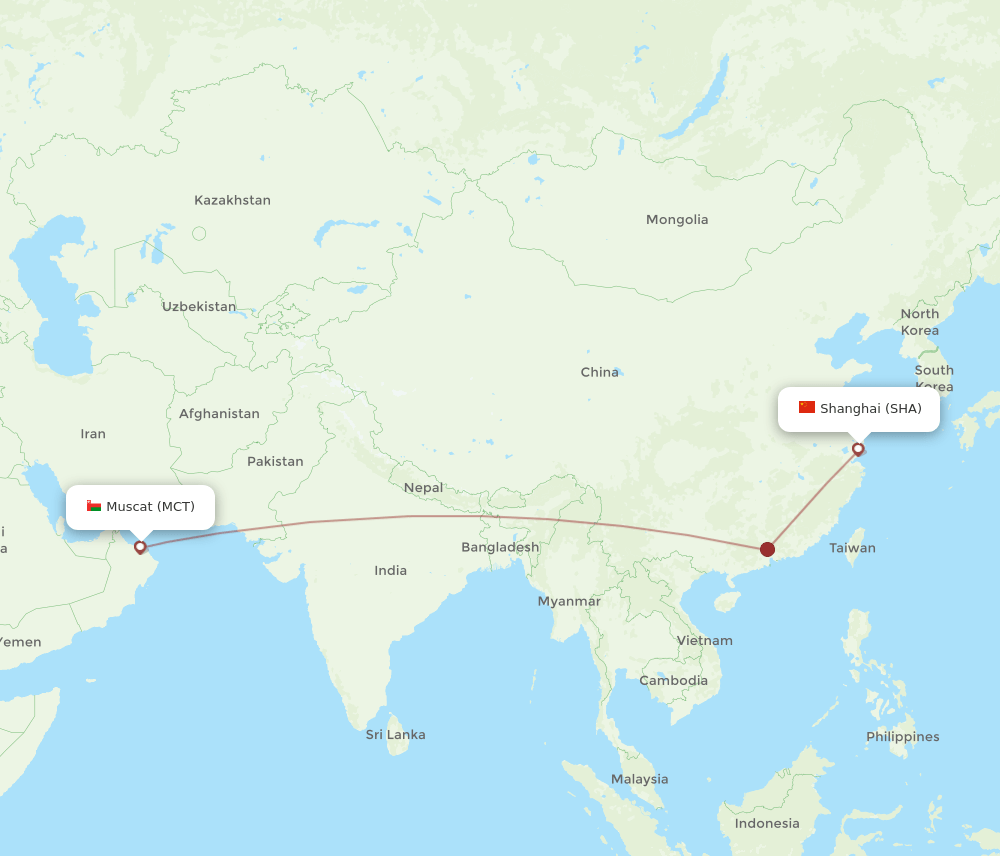 MCT to SHA flights and routes map