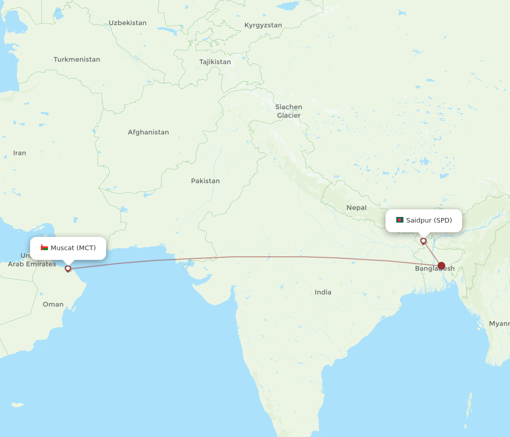 MCT-SPD flight routes