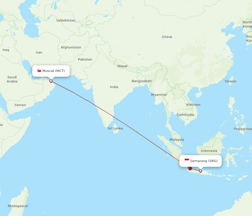 MCT to SRG flights and routes map