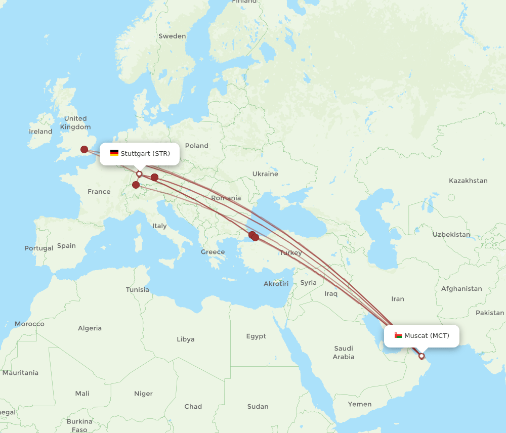 MCT-STR flight routes